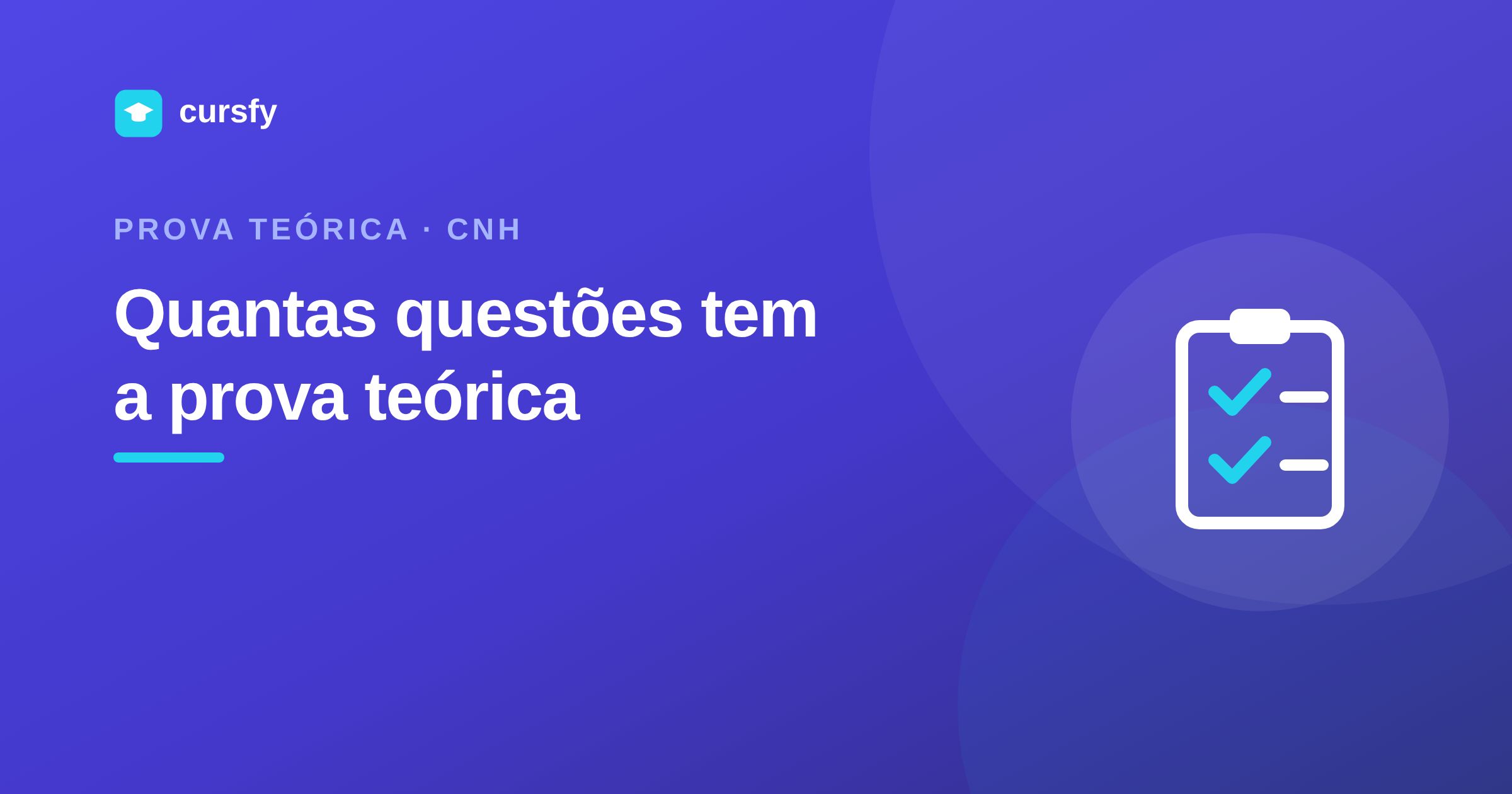 Ilustração do artigo Quantas questões tem a prova teórica da CNH, da Cursfy