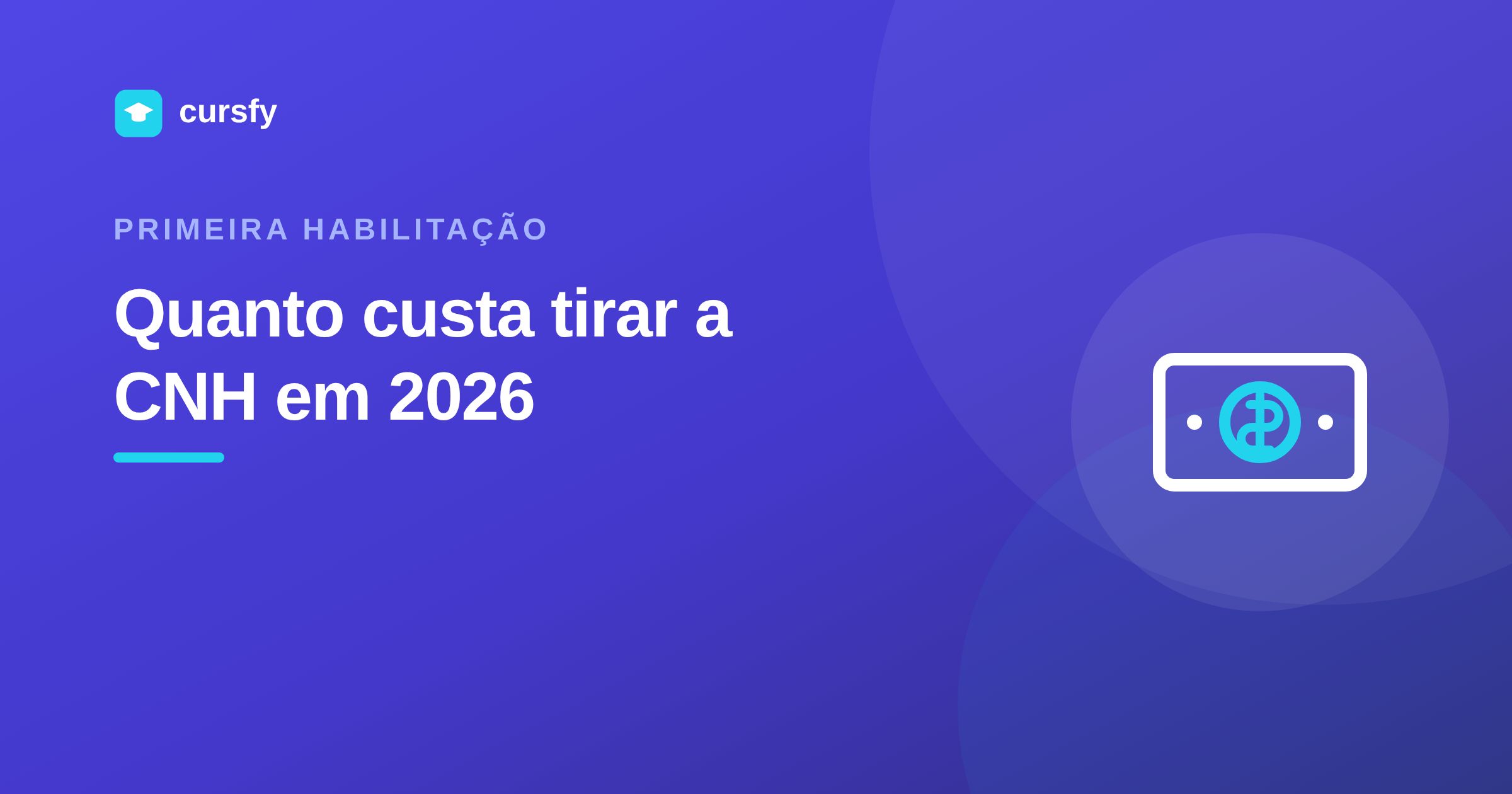 Ilustração sobre o custo de tirar a CNH em 2026, da Cursfy